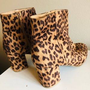 Heeled cheetah booties